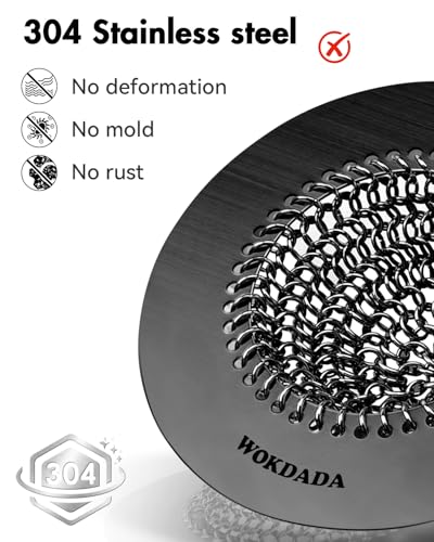 Wokdada Black Kitchen Sink Strainer, Flippable Mesh Sink Drain Strainer, 304 Stainless Steel Sink Screen, Easy Clean Large Basket Strainer, Garbage Disposal Cover Fit for Standard Kitchen Drain - color: Black