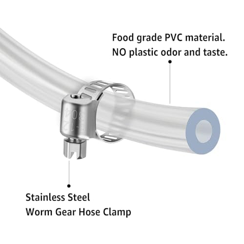 MRbrew Draft Beer Line with Barb Connector, Kegerator Accessory Kit Beer tower Brewing Tubing Hose, 5 Feet Clear Vinyl Tubing Draft Beer Dispensing 3/16" ID 7/16" OD Tubing Hose for Beer Tap D Coupler