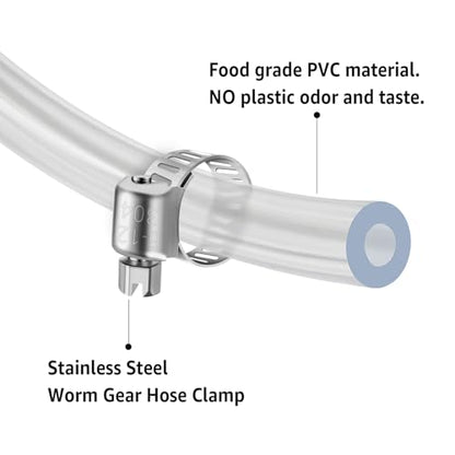 MRbrew Draft Beer Line with Barb Connector, Kegerator Accessory Kit Beer tower Brewing Tubing Hose, 5 Feet Clear Vinyl Tubing Draft Beer Dispensing 3/16" ID 7/16" OD Tubing Hose for Beer Tap D Coupler