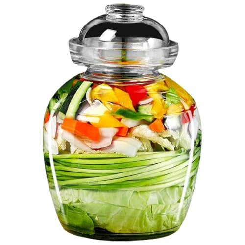 Water-Tight Korean Fermentation Jar, Thickened Glass Transparent Kimchi Jar, Pickle Jar with Auspicious Cloud Pattern, Kimchi Storage Jar(5kg) - size: 5kg
