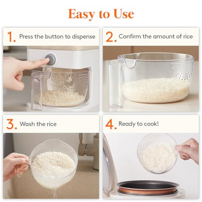 Lifewit Rice Dispenser 25 Lbs(11.3kg), Rice Storage Container Sealed Moisture Proof with Measuring Cup for Kitchen Pantry Household, BPA-Free, 1 Pack Clear - color: Clear