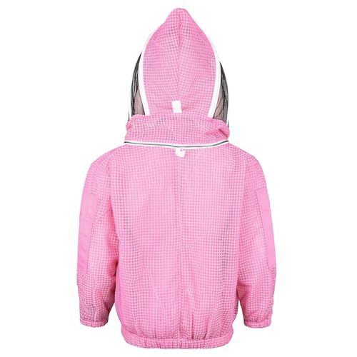 Beekeeping Jacket with Veil 3-Layer Ultra Ventilated Veil Fencing YKK Zippers Full Protection Suit Carrying Bag (BP-301-Pink)-3XL - color: Pink Fencing, size: 3X-Large