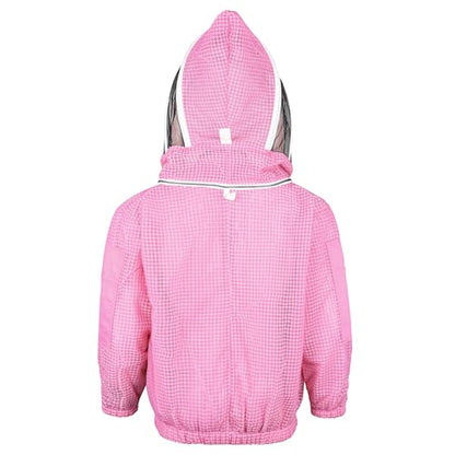 Beekeeping Jacket with Veil 3-Layer Ultra Ventilated Veil Fencing YKK Zippers Full Protection Suit Carrying Bag (BP-301-Pink)-3XL - color: Pink Fencing, size: 3X-Large