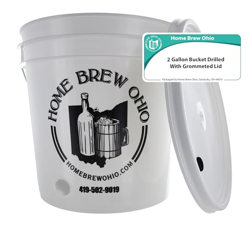 Home Brew Ohio 2 Gallon Plastic Bottling Bucket (with Hole) with Grommeted Lid