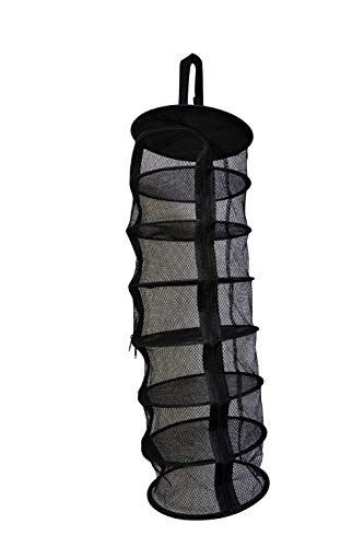 9 Inch 7 Level Micro Hanging Dry Net Indoor/Closet Drying Rack for Herbs, Organizer, Freshner - Black Mash Screen with Top-to-Bottom Zipper - Apartment Size with Zipped Storage Pouch - size: 7 Level Net