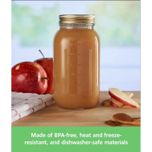 32 oz Mason Jars Regular Mouth Quart Canning Jars with Lids and Rings | 12-Pack, Large Glass Jars, Home Canning, Fermenting
