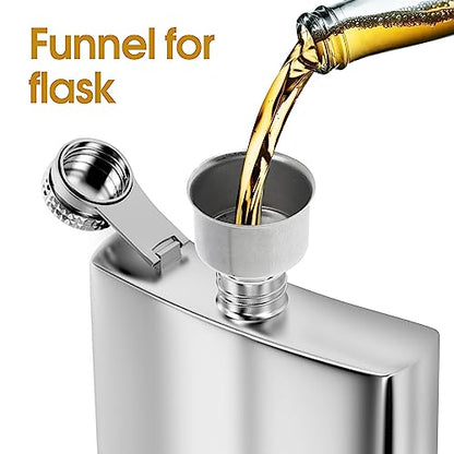 Stainless Steel Funnel for Flask Small Funnels for Drinking Liquor Flask,Oil Bottle,Perfume Bottle,Amber Bottle, Spices Liquids Universal Mini Funnel with 3/8" Spout (2)