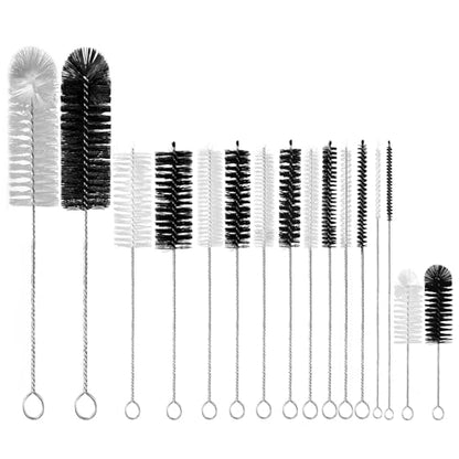 Cleaning Brushes,16 Pcs Pipe Tube Brush Pipe Cleaning Brushes Bottle Brush,for Washing Narrow Neck Water Bottles Jars Teapot Spout Coffee Machine Tube(White&Black)