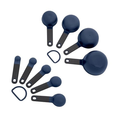 KitchenAid Universal Easy To Read Measuring Cup and Spoon Set with Soft Grip Handle for Maximum Control, Hang Hole and Nesting For Easy Storage, Dishwasher Safe, 9 Piece, Ink Blue - color: Ink Blue
