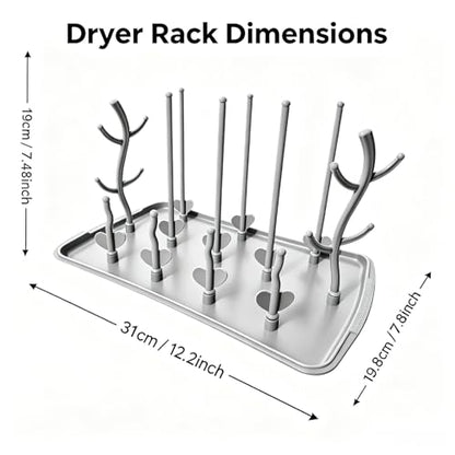 Baby Bottle Drying Rack, Large Vertical Bottle Dryer Rack Holder for Countertop,Baby Bottle Holder Storage Station for Pacifiers,Pump Accessories Stand,Grey