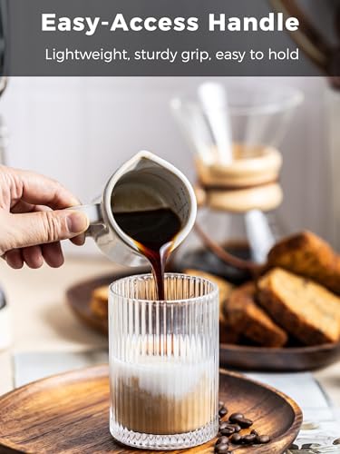 Ceramic Espresso Cup, Espresso Accessories, 3 OZ Espresso Measuring Cup Expresso Shot Cup with Handle, Double Spouts, Cream White - color: C-Cream White