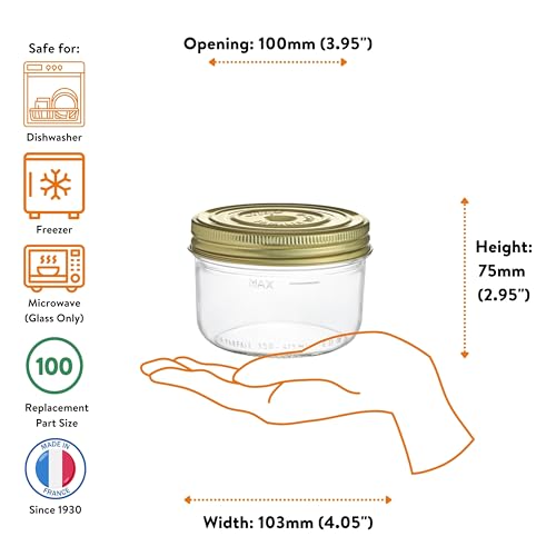 Le Parfait Familia Wiss 12oz (350ml) Wide Mouth Glass Canning Jars – 4PK Made in France, Airtight 2-Piece Lid, Reusable Zero Waste & Eco-Friendly for Kitchen Storage, Meal Prep & Baking - color: 12oz (Set/4)