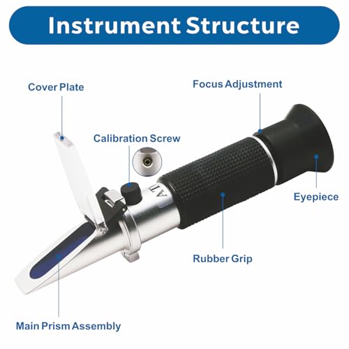 Brix Refractometer with Dual Scale - Specific Gravity & Brix, High Precision Handheld Refractometer Hydrometer with ATC for Beer Brewing Wine Making, Home Brewing Kit