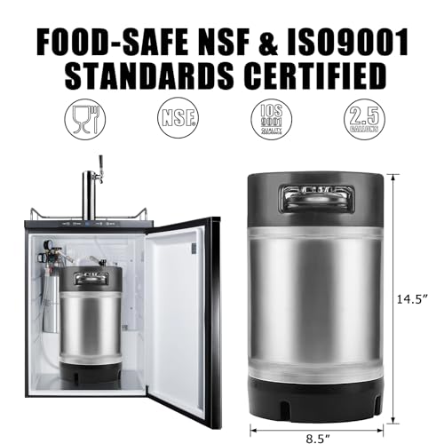 New 2.5 Gallon Corny Keg with 10FT Co2 Tube Kit, Stainless Steel Beer Keg with 2 Keg Lid Gaskets, PVC Beer Gas Line with 4PCS Stainless Steel Hose Clamp, Ideal for Homebrewing