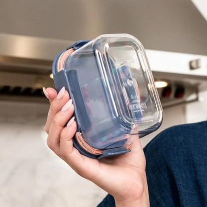 LocknLock Tritan Plastic Bisfree Modular Plus Food Storage Container Set, BPA-Free, Stackable, Dishwasher and Freezer-Safe, 24-Piece Set with 12 Boxes and 12 Lids, Navy - color: Navy, size: 24 set (12 containers & 12 Lids)