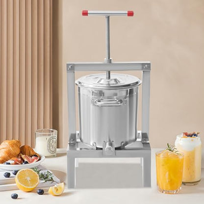 10L/2.6Gal Stainless Steel Fruit Wine Press Large Fruit Honey Presser and Cider Manual Juice Maker T-shape Apple Press extractor for Wine and Juice Making Cider Press - size: 10L/2.6Gallon