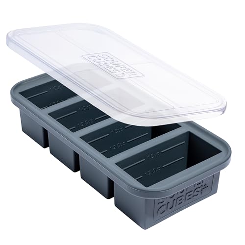 Souper Cubes 1 Cup Silicone Soup Freezer Mold with Lid, Charcoal, 1-Pack | 100% Platinum-Cured Silicone Freezer Cube, Oven and Microwave Safe, Perfect for Freezing Soup, Rice, Protein, Grains and More - color: Charcoal, size: 1-Pack