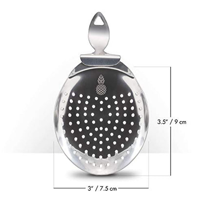 Piña Barware's The Bender - Stainless Steel Commercial Bent Handle Julep Style Cocktail Bar Strainer, Polished Finish Commercial Bar Pack - color: Mirror Polished, 6 Strainer Bar Pack