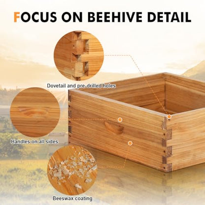 10 Frame Super Beehive Board Unassembled Bee Box Wax Coated Bee Hives Body Comes with Pack of Screws(No Frames or Foundations) - size: 10 Frame Super