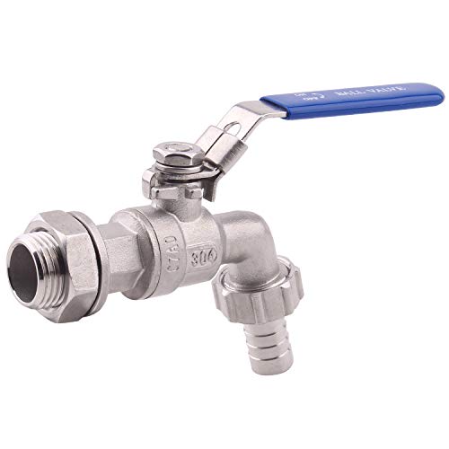 DERNORD Stainless Steel Ball Valve - 1/2 Inch Weldless Bulkhead for Building Home Brew Kettle/Mash Tun