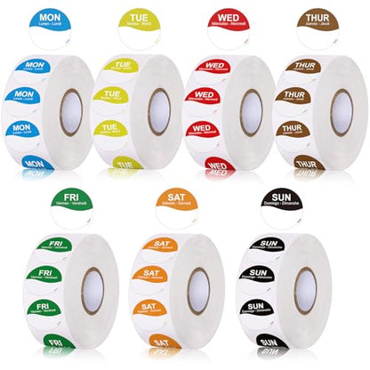 Sayglossy 7000 Pcs Day of Week Label Food Label Monday Through Sunday Management Inventory Sticker Removable Weekly Self Adhesive Date Dot Sticker for Restaurant Kitchen Container (Wave) - style: Wave