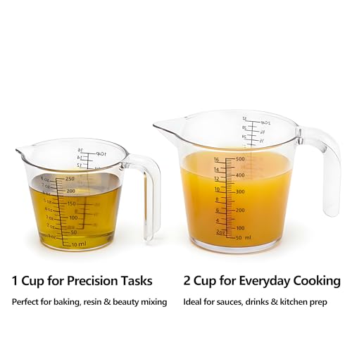 1 Cup (250ml) Measuring Cup, Laser-Etched oz/cup/mL/Tbsp, Small Plastic Measuring Cup with Handle for Baking, Hair Color & Resin - size: 01 - 8 fl oz (1 Cup)