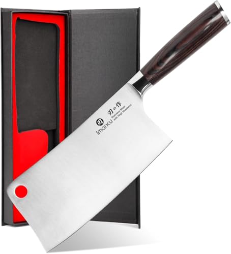 imarku Cleaver Knife 7 Inch Meat Cleaver, Japanese High Carbon Stainless Steel Butcher Knife with Ergonomic Handle, Ultra Sharp Chopping Knife, Kitchen Gadgets for Home/Restaurant, Dads Gifts - color: Light Black