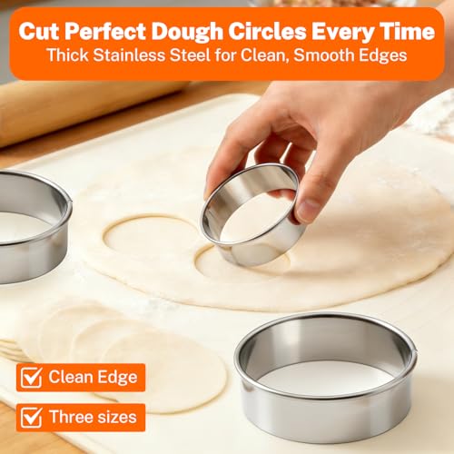 3-in-1 Dumpling & Empanada Maker Set - 3.74"/5"/6" with Cutters & Scoop | 304 stainless steel, rust-proof & durable. Multi-cuisine: dumplings, empanadas, pierogies. No skills needed. Dishwasher safe. - size: large
