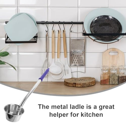 Stainless Steel Long Handle Water Ladle with Hook Handle - Water Dipper Deep Bowl Kitchen Spoon for Serving Soup 18.7 Inch