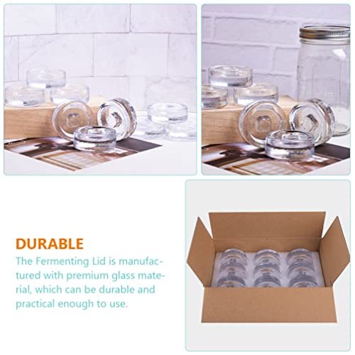 DOITOOL Fermenting Weights for Mason Jars - Glass Canning Weights with Easy Grip Handle Heavy Duty Wide Mouth Jar Lids for Pickling and Fermentation 2.75X2.75X0.98 Inch