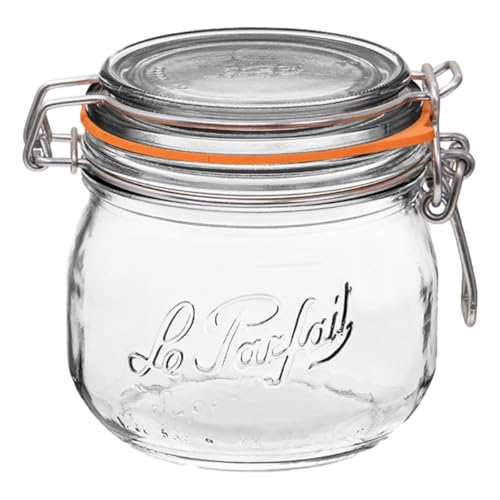 Le Parfait Super Jar 500mL (16oz) French Glass Preserving Jar w/Airtight Rubber Seal & Wire Bail Closure - BPA-Free Canning Jar for Pickles, Fruit, Sauce & Food Storage - Made in France Since 1930 1PK - color: 16oz (Single)
