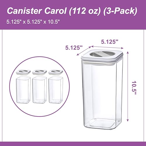 Amazing Abby - Carol - 112-Ounce Acrylic Canister (Set of 3), Plastic Airtight Food Container, Stackable for Pantry Storage, BPA-Free and Shatter-Proof, Perfect for Home and Commercial Use - style: 112 oz (3-Pack)