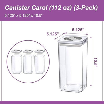 Amazing Abby - Carol - 112-Ounce Acrylic Canister (Set of 3), Plastic Airtight Food Container, Stackable for Pantry Storage, BPA-Free and Shatter-Proof, Perfect for Home and Commercial Use - style: 112 oz (3-Pack)