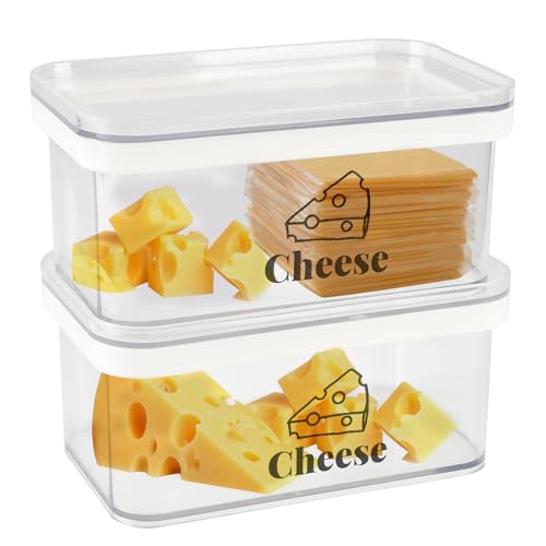 Cheese Container for Refrigerator 2 Pack,Shredded Cheese Storage Container With Lid,Bpa-Free Deli Meat Storage Containers,Cream Cheeses,Fridge Organizers and Storage for Slice Cheeses Holder - color: Clear-2pack