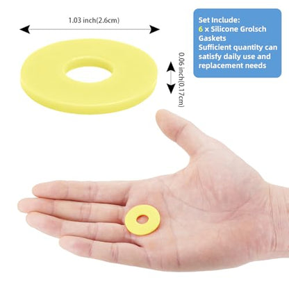 6pcs Dopamine color Silicone Gaskets Washers Seals for Cap Swing Flip Top Bottle for Home Brew Beer Soda Bottle Sealingflat,no cover (Lemon Yellow) - color: Lemon Yellow