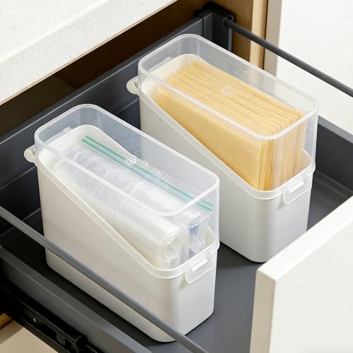 Cheese Slice Container Set 2Pcs, Fridge Storage Box Set, Stackable Design and Clear Lid for Box, Cheese, Tea Bags and Spices