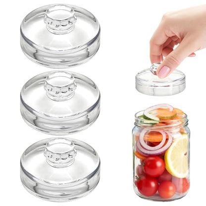 3Pcs Fermentation Glass Weights for Wide Mouth Jars - Pickle Bottles with Sealing Lids for Efficient Fermenting - Durable, Transparent Fermenting Lids and Weights for Sauerkraut, (B Flower) - size: B Flower