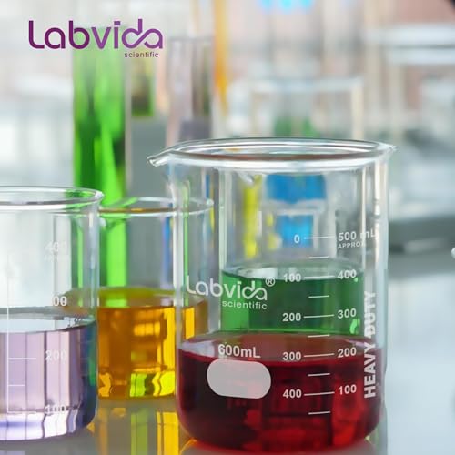 2pcs 1000ml Upgrated Thick Glass Beakers, Griffin Low Form Beaker Set with Double Scale, 3.3 Boro, LVA014 - style: 2pcs of Vol.1000ml