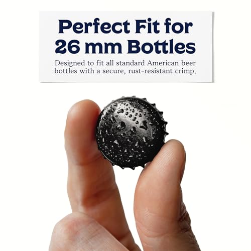 Fermentaholics Beer Bottle Capper & Lid Set – Double Wing Capping Tool & 144 Black Crown Caps – For Bottling Drinks at Home – Fits Standard Beer Bottles, Homebrew, 12 oz & Bombers with 26mm Opening - size: Bottle Capper Lid Set and 144 Black Crown Caps