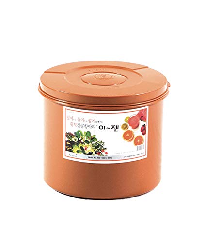 e-jen Premium Kimchi, Sauerkraut Container Probiotic Fermentation with Inner Vacuum Lid Round (2.1 gal/ 8L) - size: 8 l