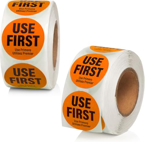 1000 Labels Use First Stickers for Food Service, 1.5-inch Wide, Orange by Sutter Signs - color: Orange
