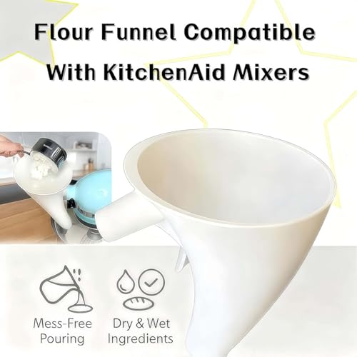 Flour Funnel for KitchenAid Mixer - Compatible with 5 Qt & 4.5 Qt Bowl-Lift Models | Dishwasher Safe, Anti-Splash Design for Mess-Free Baking | Includes 2-Piece Set (Red) - color: Red