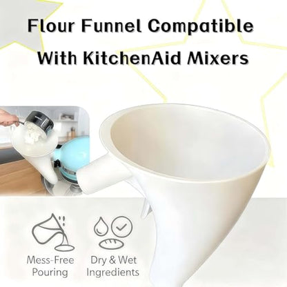 Flour Funnel for KitchenAid Mixer - Compatible with 5 Qt & 4.5 Qt Bowl-Lift Models | Dishwasher Safe, Anti-Splash Design for Mess-Free Baking | Includes 2-Piece Set (Green) - color: Green