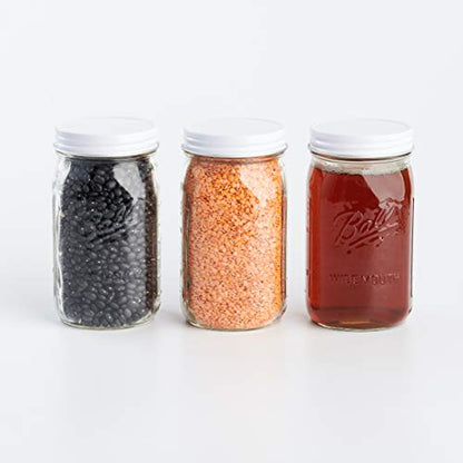 AllSpice Rust-Proof Wide Mouth Aluminum Metal Mason Jar Lids Leak-Proof 12-Pack (White) - color: White, size: Wide Mouth