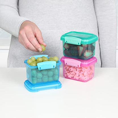 Sistema 3-Piece Food Storage Containers with Lids for Lunch, Meal Prep, and Leftovers, Dishwasher Safe, 1.6-Cup, Blue/Green/Pink - size: 12.8oz