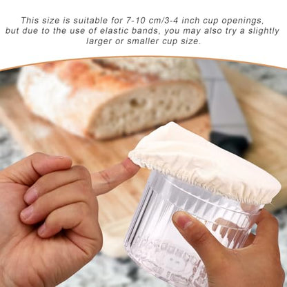 3 Pcs Sourdough Starter Jar Cloth Covers with Dough Scraper & Danish Sour Dough Whisk, Bread Fermentation Jam Cover Bread Making Supplies & Baking Tools Kit