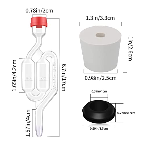 Airlocks for Fermenting, Brewing Supplies, Super Transparent Upgraded Version of 4 Fermentation Airlock, 4#6 Stoppers and 8 Airlock Grommets, Used for Brewing Wine, Beer, Sauerkraut, Pickles, Etc - color: Red-4 PCS