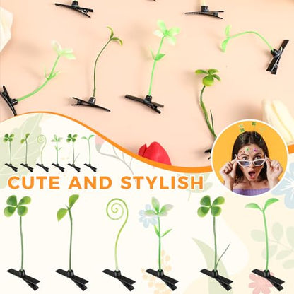 30 Pcs Bean Sprout Hair Clips Rave Mixed Style Plant Hairpins Hair Accessories for Party Irish(Greenery) - style: Greenery