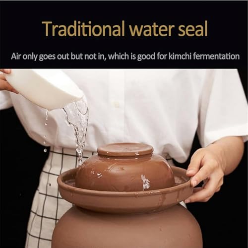 Traditional Chinese Porcelain Pickle Jar,Ceramic Fermentation Crock Pickling Pot,Ceramic Fermenting Jar with Water Seal Airlock Lid Stoneware Fermenter for Kimchi Sa 6KG*1