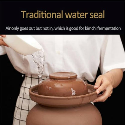 Traditional Chinese Porcelain Pickle Jar,Ceramic Fermentation Crock Pickling Pot,Ceramic Fermenting Jar with Water Seal Airlock Lid Stoneware Fermenter for Kimchi Sa 6KG*1